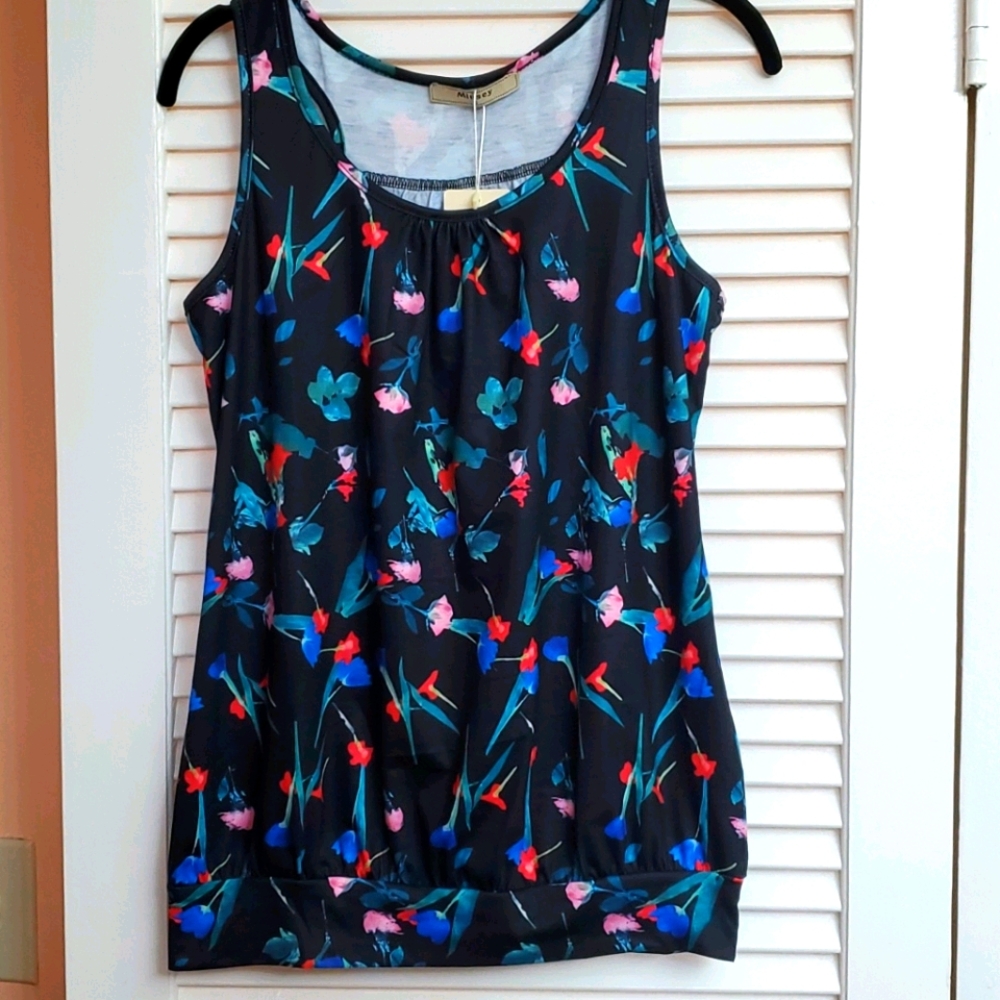 Black with flowers tank top